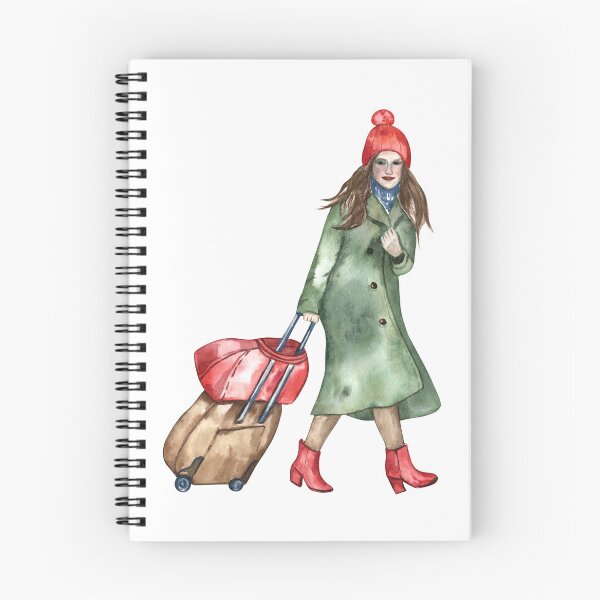Item preview, Woman in Winter Coat with Luggage designed and sold by Flowersforbear.