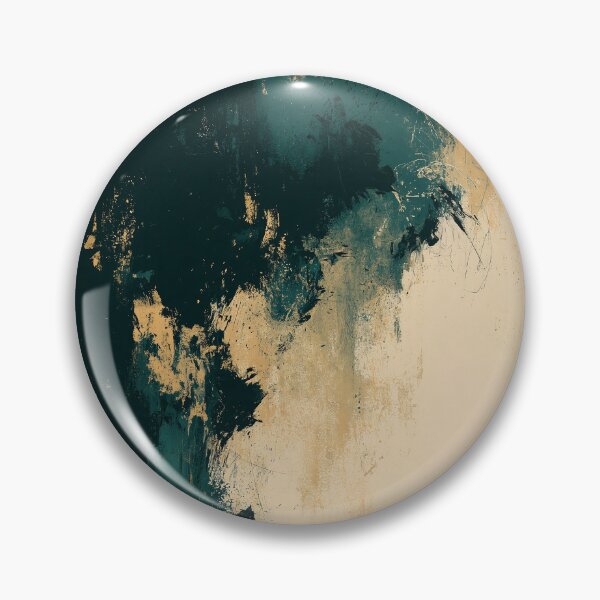Item preview, Dark Teal and Ochre Abstract Expressionism Wall Art designed and sold by SlowRegardArt.
