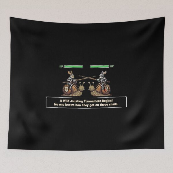 Item preview, The Snail Jousting Tournament Black- 16-Bit Medieval Manuscript Meme designed and sold by Sanistein.