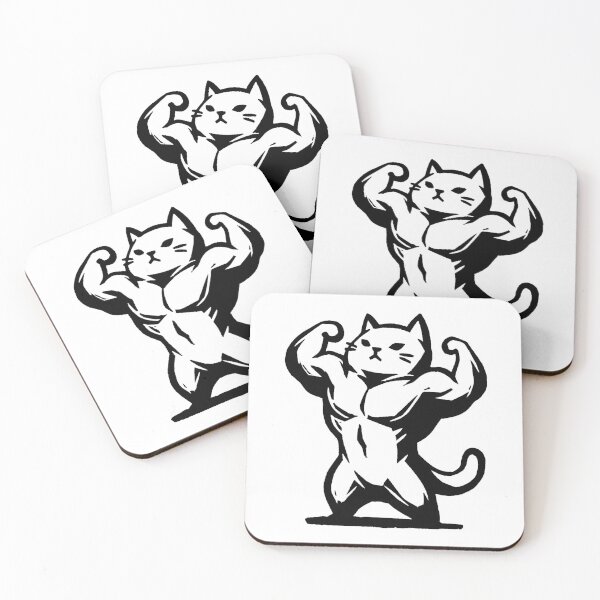 Item preview, Buff Cat Bodybuilder Linocut Style Print designed and sold by Alan Javier Cordoba Espinosa.