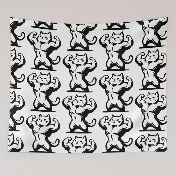 Item preview, Buff Cat Bodybuilder Linocut Style Print designed and sold by Alan Javier Cordoba Espinosa.
