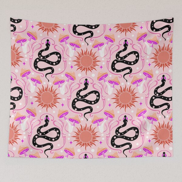Item preview, Pink Celestial Mushroom Snake Pattern designed and sold by Hxrtstrings.