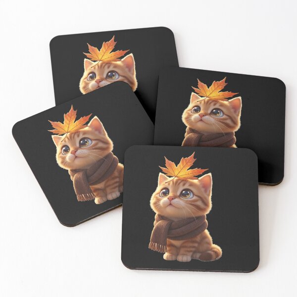 Item preview, Adorable 3D Animated Cat Art - Cute Chibi Kitten - Autumn Cat designed and sold by FotoLibreStudio.