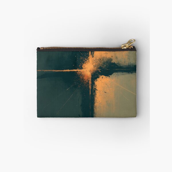 Item preview, Dark Teal and Fiery Orange Cross Abstract Wall Art designed and sold by SlowRegardArt.