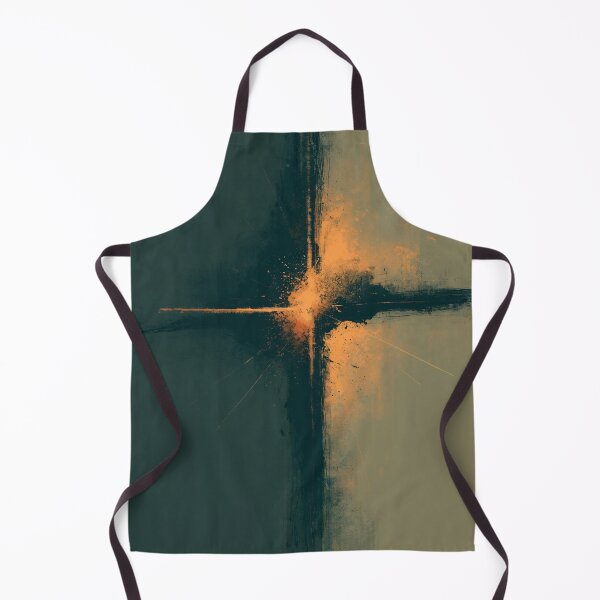 Item preview, Dark Teal and Fiery Orange Cross Abstract Wall Art designed and sold by SlowRegardArt.
