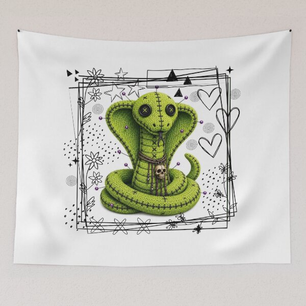 Item preview, Stitched Horror Cobra - Creepy Cute Snake White version designed and sold by CaylaTay.