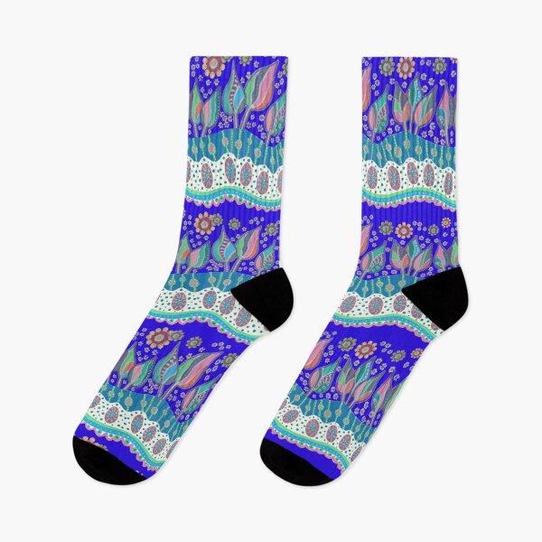 Item preview, Funky Psychedelic Garden #2 – Unique Hand-Drawn Artwork - indigo blue violet designed and sold by FUNKARIUM.