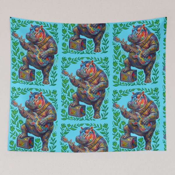 Item preview, Hippopotamus Playing Guitar designed and sold by TeeARTHY.