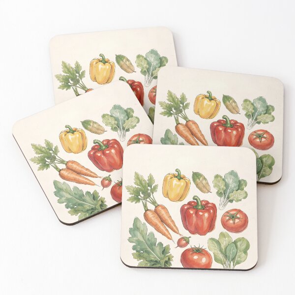 Item preview, Watercolor Vegetables on Beige Background – Rustic Botanical Kitchen Design designed and sold by EmeraldeaArt.