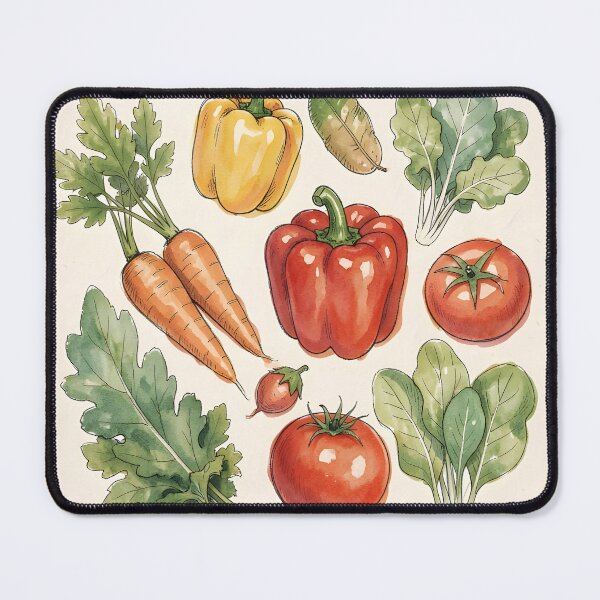 Item preview, Watercolor Vegetables on Beige Background – Rustic Botanical Kitchen Design designed and sold by EmeraldeaArt.