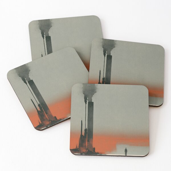 Item preview, Solitary Figure in Dark Industrial Landscape Wall Art designed and sold by SlowRegardArt.
