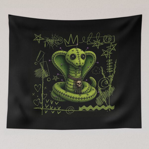 Item preview, Stitched Horror Cobra - Creepy Cute Snake Black version designed and sold by CaylaTay.