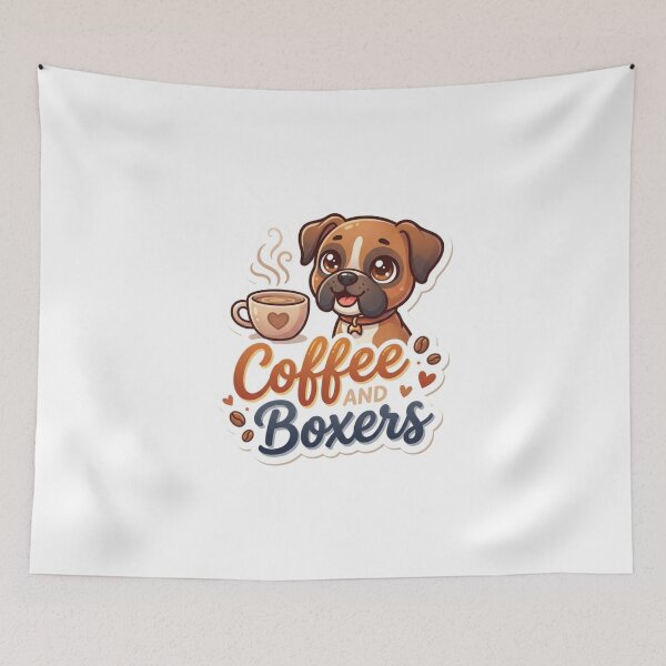 Item preview, Coffee and Boxers Cute Boxer Dog and Coffee Lover Illustration designed and sold by DariaOltes.