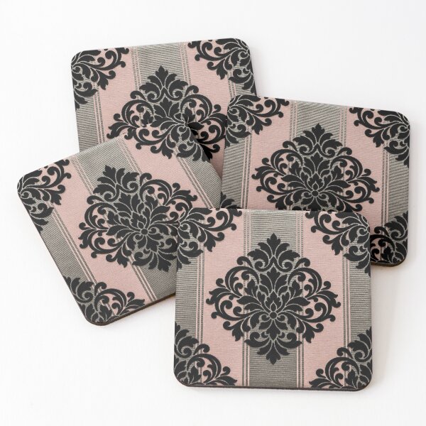 Item preview, Pink & Silver Striped Damask - Black Border designed and sold by DesignsByPrnces.