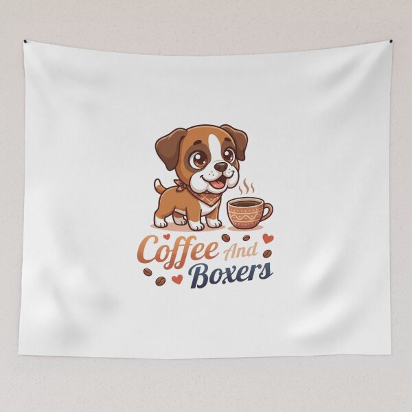 Item preview, Cute Boxer Dog with Coffee Cup and Coffee Lover Quote designed and sold by DariaOltes.