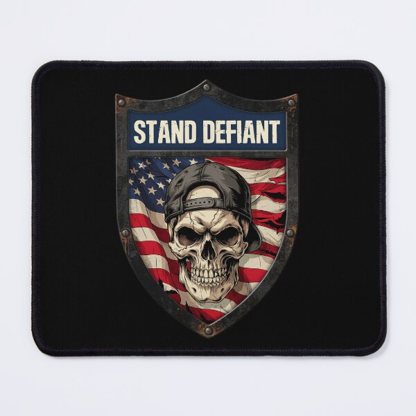 Item preview, Stand Defiant Patriotic Skull Shield Emblem designed and sold by OldGloryForge.