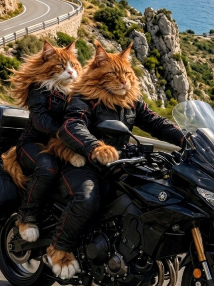 Thumbnail 4 of 4, iPhone Case, Maine Coon Cats Riding Motorcycle designed and sold by RakyLaky.