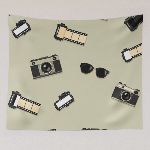 Item preview, Vintage Camera Pattern | Photography Lover Aesthetic | Retro Film & Glasses Offset Art designed and sold by KAIGEN7.