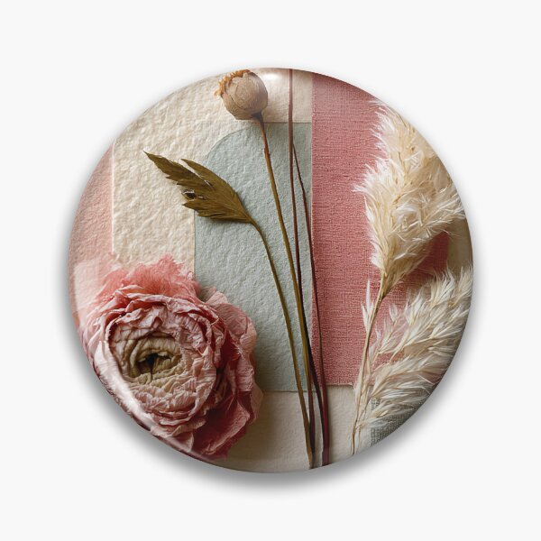 Item preview, Boho Pink Ranunculus Floral Collage Abstract Art designed and sold by daila70.