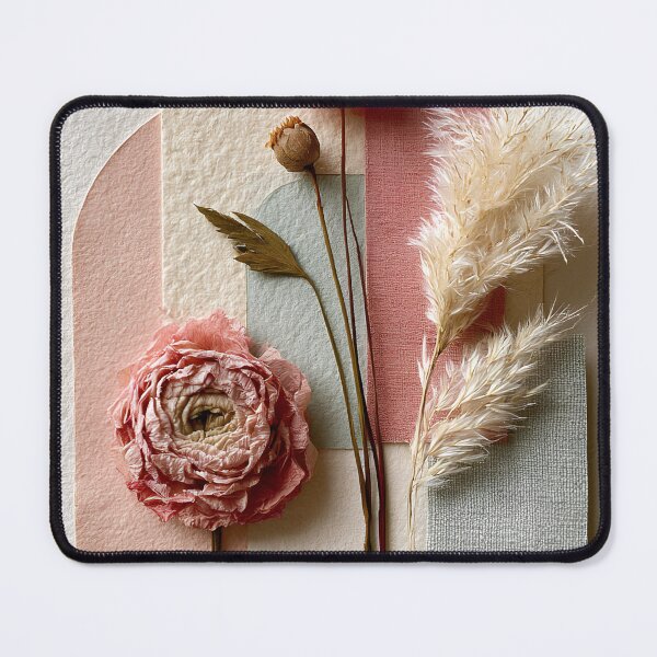 Item preview, Boho Pink Ranunculus Floral Collage Abstract Art designed and sold by daila70.