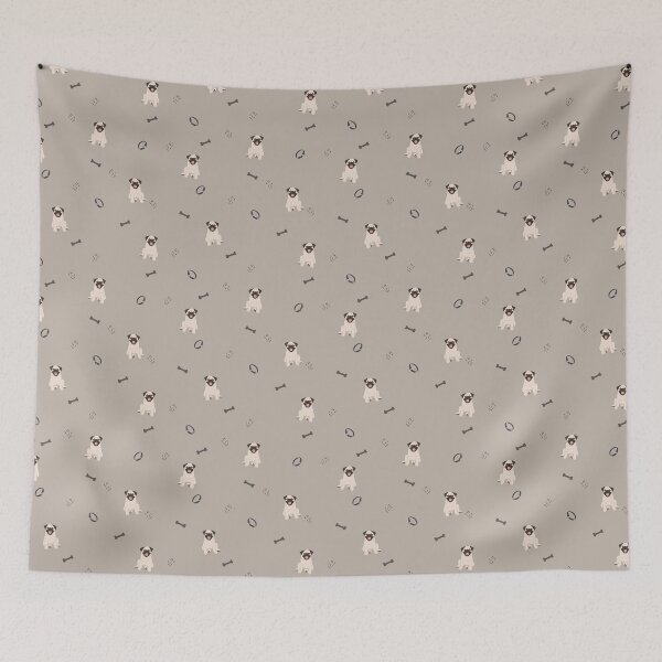 Item preview, Minimalist Flat Design Pug Dog Taupe Pattern designed and sold by svitlaarty.