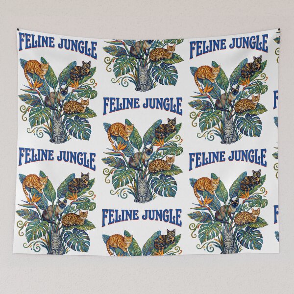 Item preview, Feline Jungle Cats Botanical Pattern designed and sold by TeeARTHY.