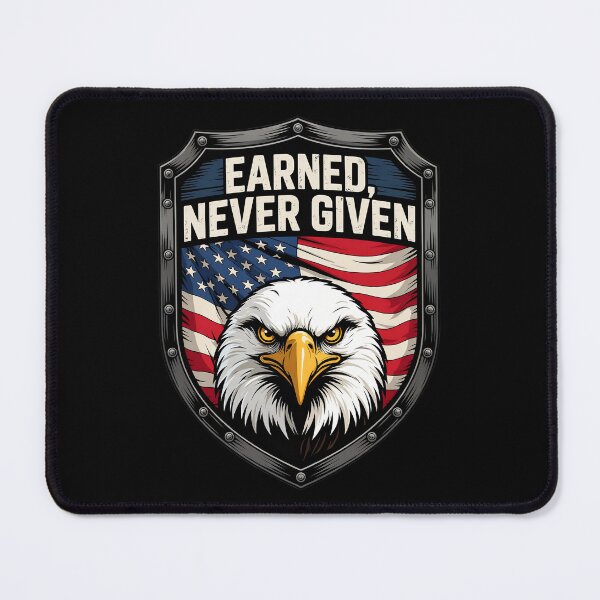 Item preview, Earned Never Given Patriotic Eagle Shield Emblem designed and sold by OldGloryForge.