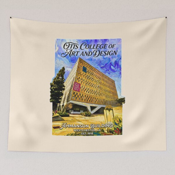 Item preview, Otis College Ahmanson Building Textured Oil Impression Painting designed and sold by EvergreenPark - Tee Studio.
