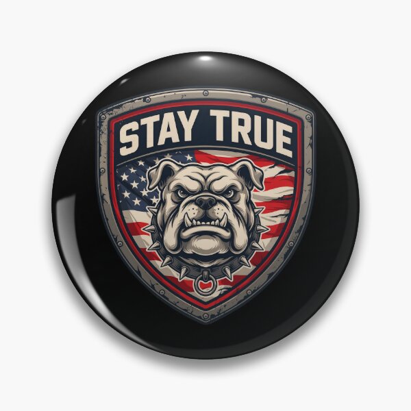 Item preview, Stay True Patriotic Bulldog Shield Emblem designed and sold by OldGloryForge.