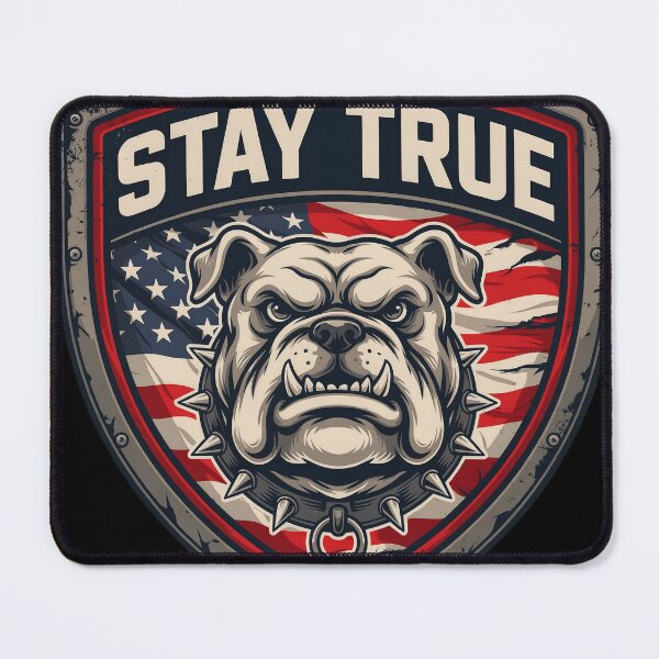 Item preview, Stay True Patriotic Bulldog Shield Emblem designed and sold by OldGloryForge.