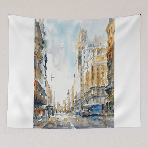 Item preview, Madrid Gran Via Watercolor Scene designed and sold by caracatita75.