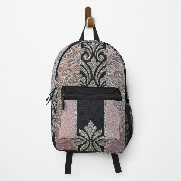 Item preview, Black & Pink Striped Silver Shimmer Damask designed and sold by DesignsByPrnces.