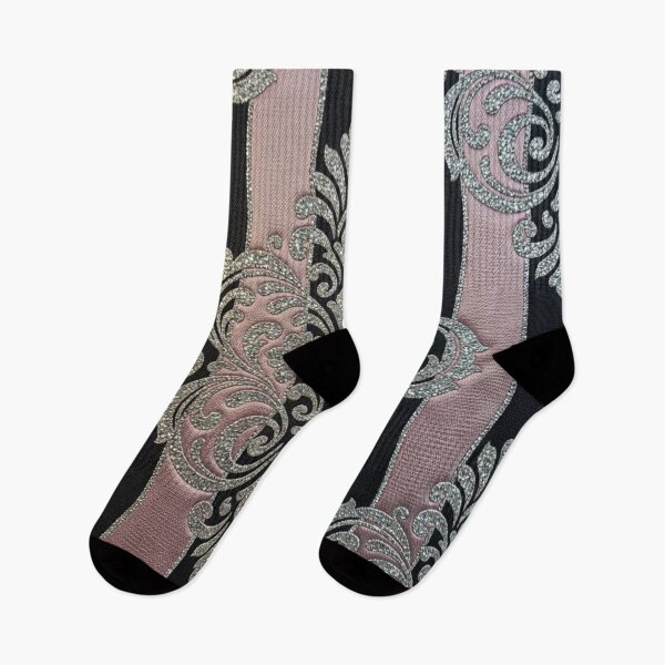 Item preview, Black & Pink Striped Silver Shimmer Damask designed and sold by DesignsByPrnces.