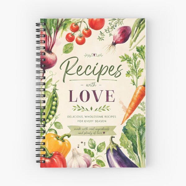 Item preview, Recipes – Watercolor Vegetables with Love | Wholesome Seasonal Cooking Design designed and sold by EmeraldeaArt.