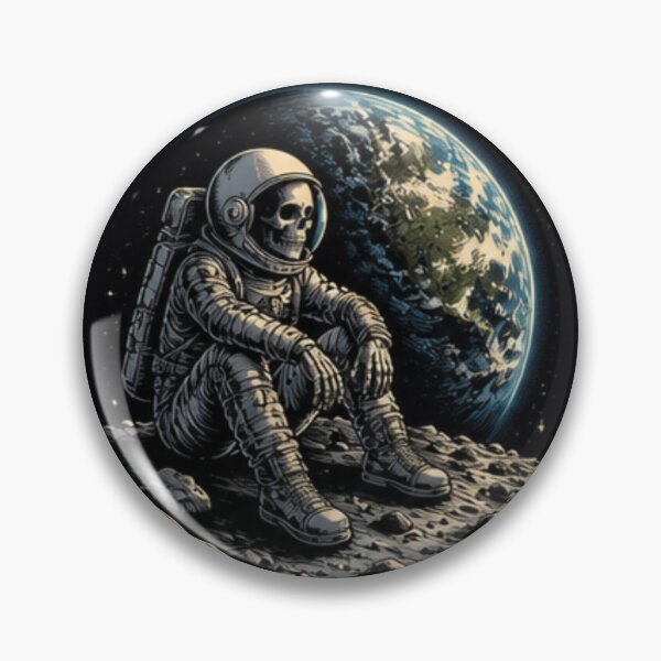 Item preview, Skeleton Astronaut on the Moon – Cosmic Space Adventure Gothic Art designed and sold by SkeletonMood.