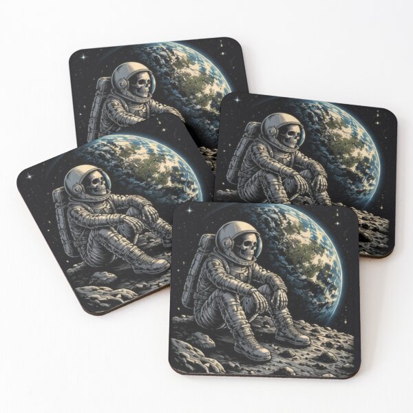 Item preview, Skeleton Astronaut on the Moon – Cosmic Space Adventure Gothic Art designed and sold by SkeletonMood.