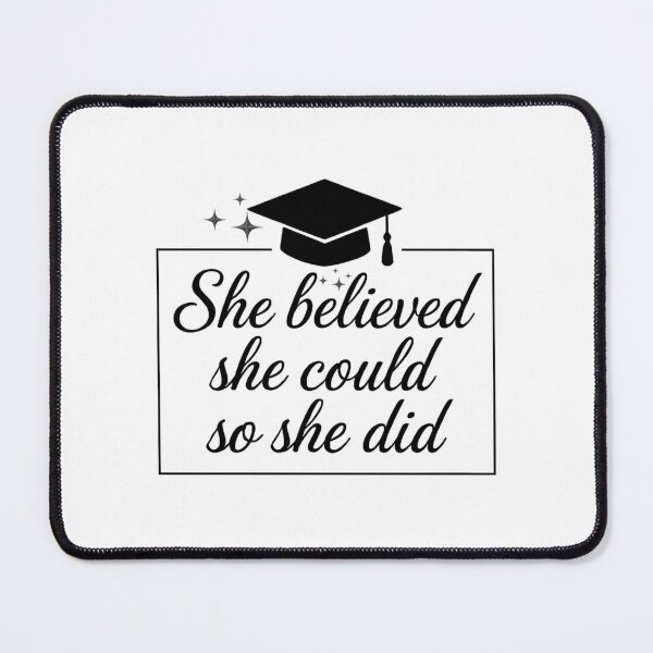 Item preview, She Believed She Could So She Did Quote with Black Graduation Hat & Stars designed and sold by jeweleddesigns.