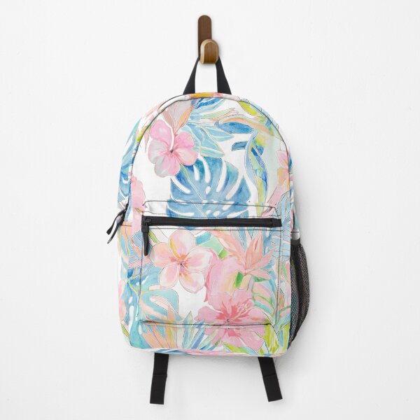 Item preview, Hawaiian Watercolor Floral n Foliage Pale Pink Blue designed and sold by PixDezines.