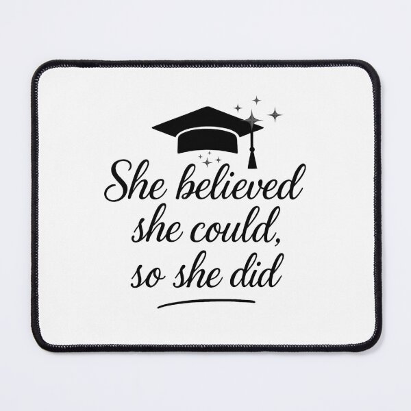 Item preview, She Believed She Could So She Did Quote with Black Graduation Hat & Stars II designed and sold by jeweleddesigns.