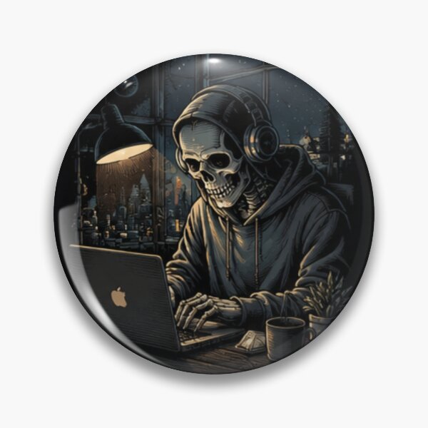 Item preview, Skeleton Programmer Working Late Night Coding Graphic designed and sold by SkeletonMood.