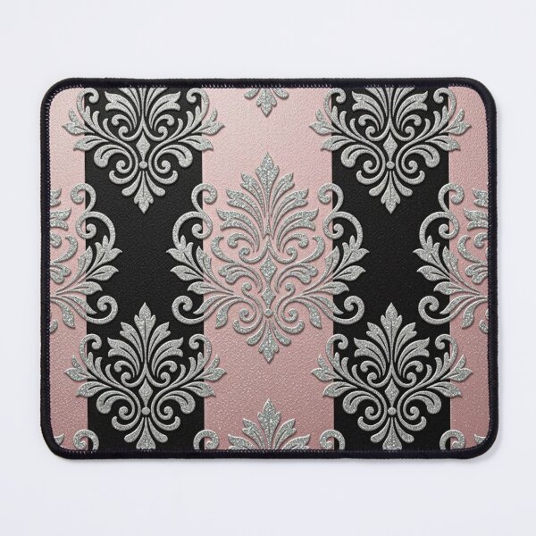 Item preview, Pink & Black Striped Silver Shimmer Damask designed and sold by DesignsByPrnces.