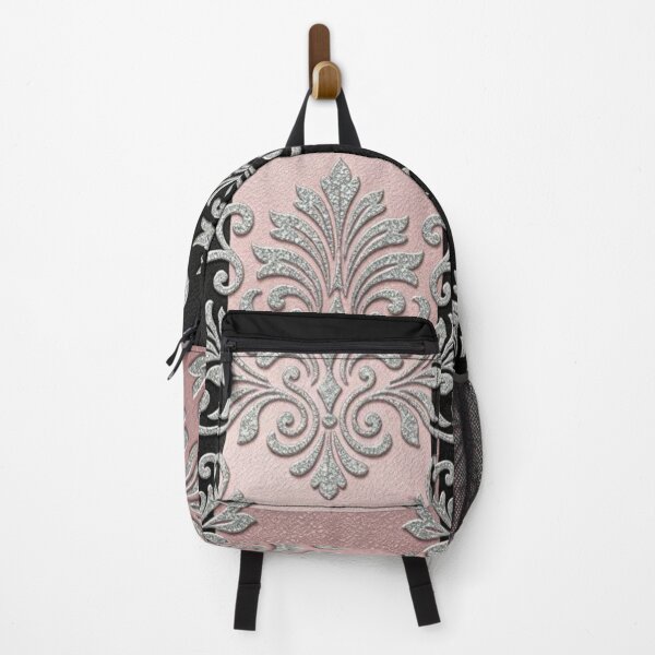 Item preview, Pink & Black Striped Silver Shimmer Damask designed and sold by DesignsByPrnces.