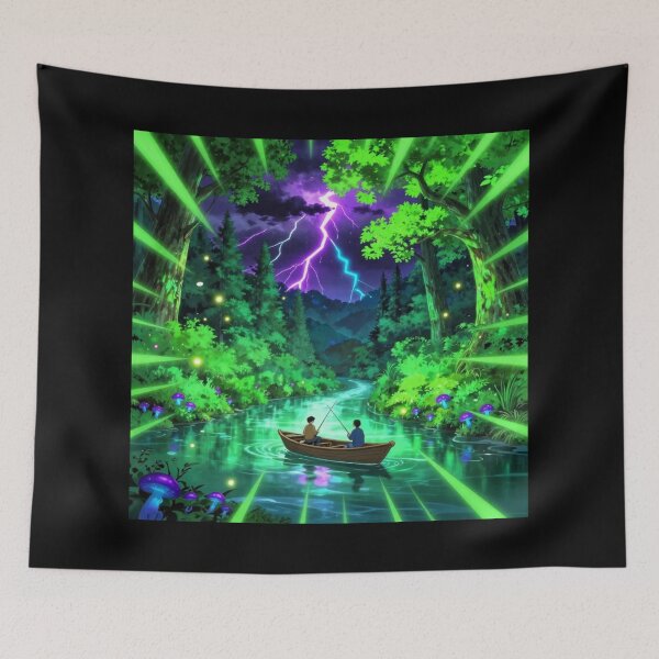 Item preview, Neon Lightning River – Fantasy Forest Adventure designed and sold by DervoTeck2767.