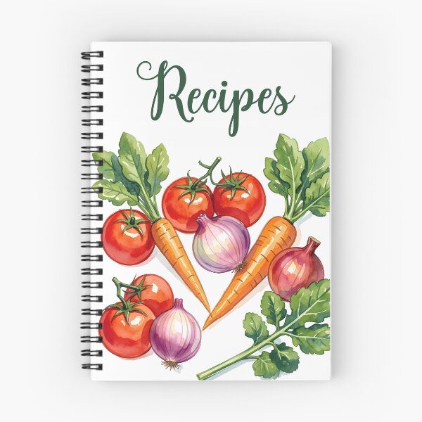 Item preview, Watercolor Vegetables Recipe Book – Tomatoes Onions Carrots Kitchen Design designed and sold by EmeraldeaArt.