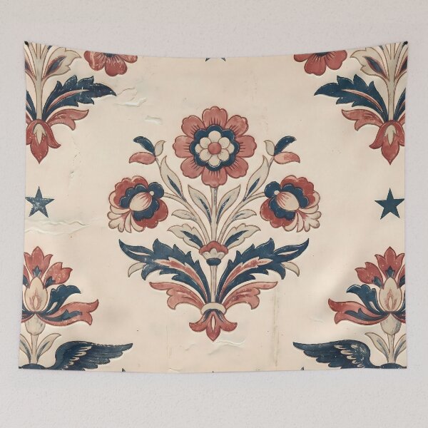 Item preview, Vintage Rustic Pattern Botanical Floral Marine Farmhouse Textile designed and sold by ART ATTACK ZONE.