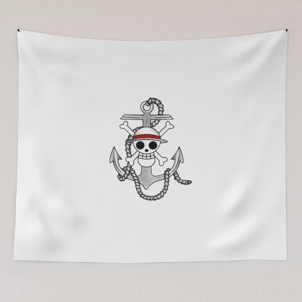 Item preview, Pirate skull with straw hat anchored on heavy ropes designed and sold by JohnnyFive8.