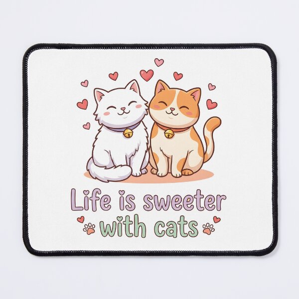 Item preview, Life Is Sweeter With Cats Cute Kawaii Cat Pair Illustration designed and sold by DariaOltes.