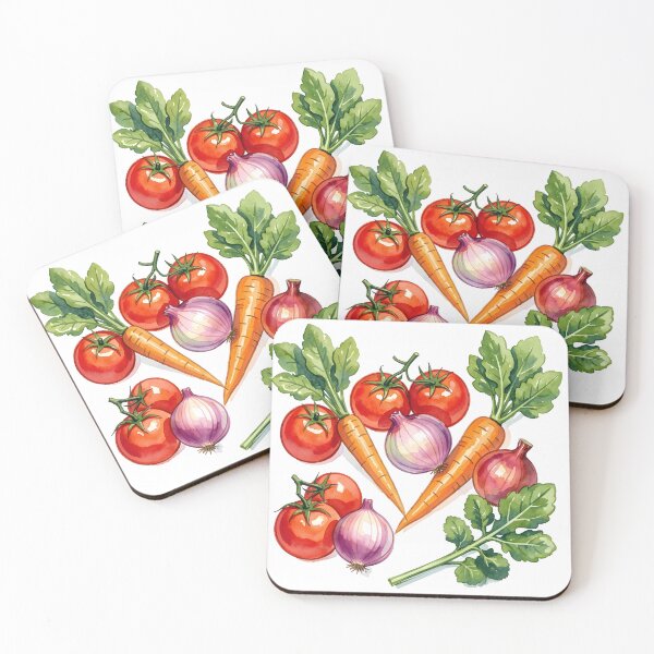 Item preview, Vegetables Still Life Illustration – Watercolor Set of Tomatoes, Onions & Carrots designed and sold by EmeraldeaArt.
