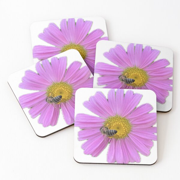 Item preview, Vibrant Pink Aster Flower with Honeybee Cutout designed and sold by BalkanBloom.