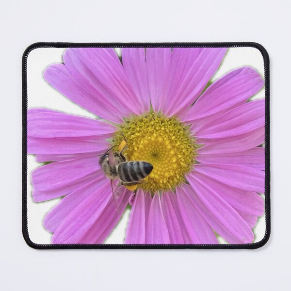 Item preview, Vibrant Pink Aster Flower with Honeybee Cutout designed and sold by BalkanBloom.